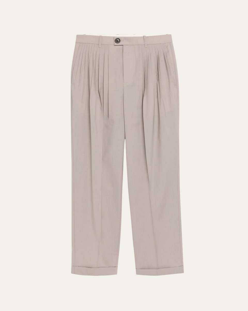 Jade Pleated Straight-Leg Pants